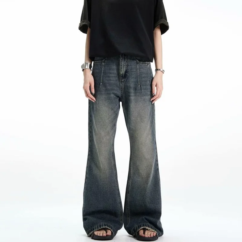 Y2k Американские винтажные джинсы Мужские осенние потертые старые свободные