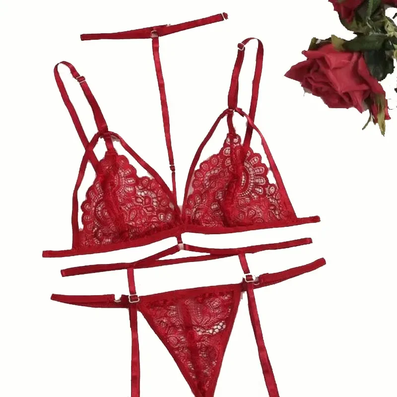 Женский кружевной комплект нижнего белья привлекательный бюстгальтер с тремя