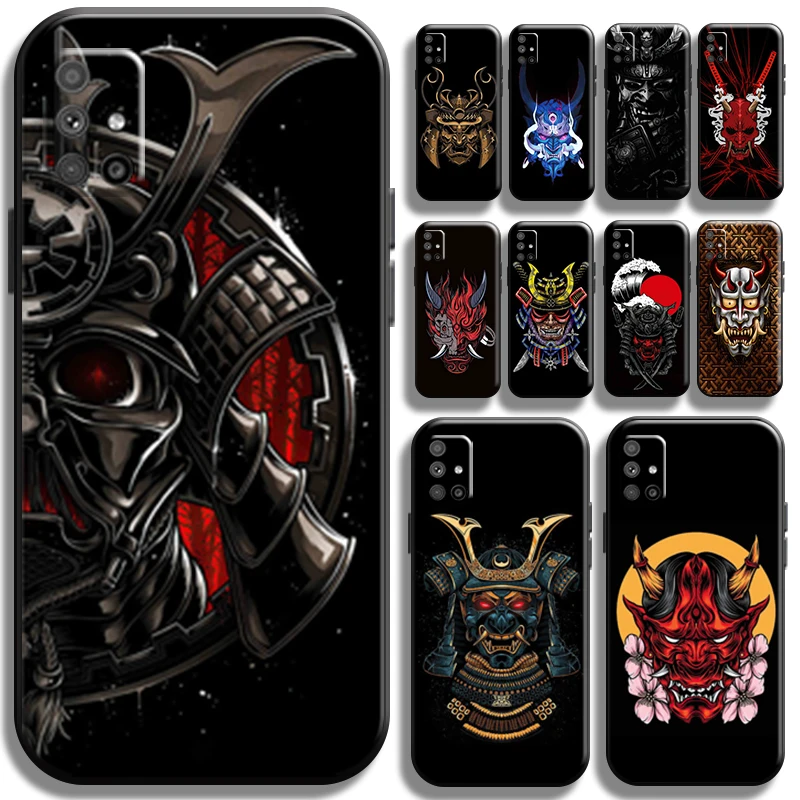 

Japan Samurai Oni Mask For Samsung Galaxy M51 Phone Case Liquid Silicon Back Carcasa Funda Cases Full Protection Coque Cover