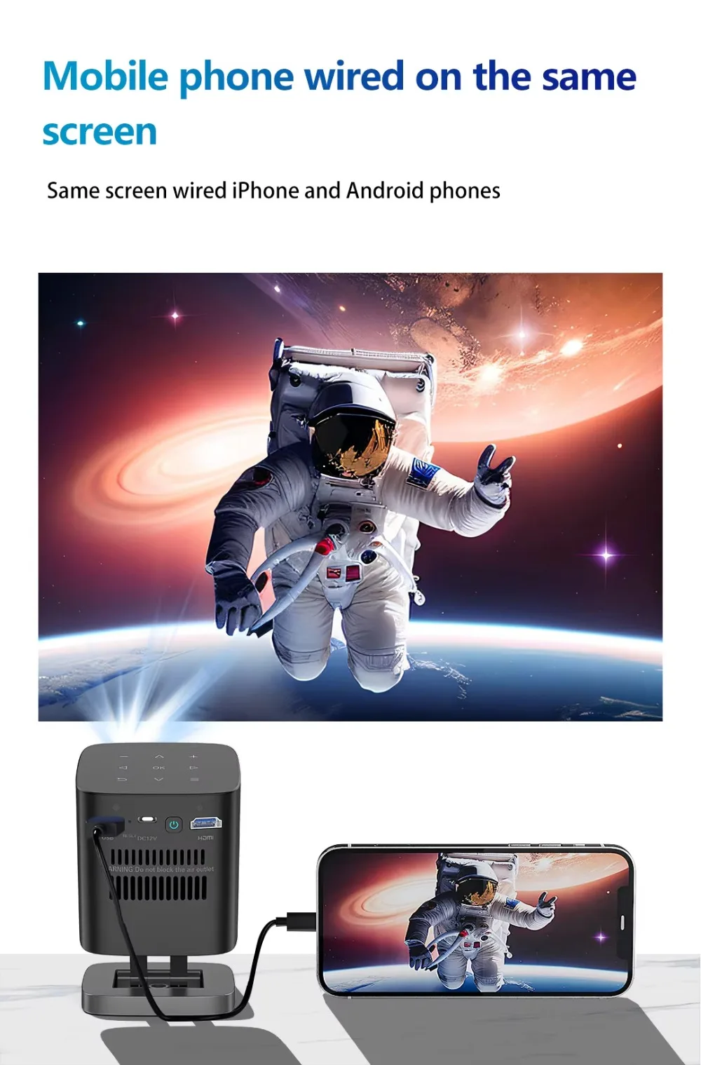 Фото Мини-проектор Yinzam Home Theater DLP 200ANSI со встроенным аккумулятором 8000 мАч, портом Type-C, карманный видеопроектор Pico, 3D, 80% скидка №4