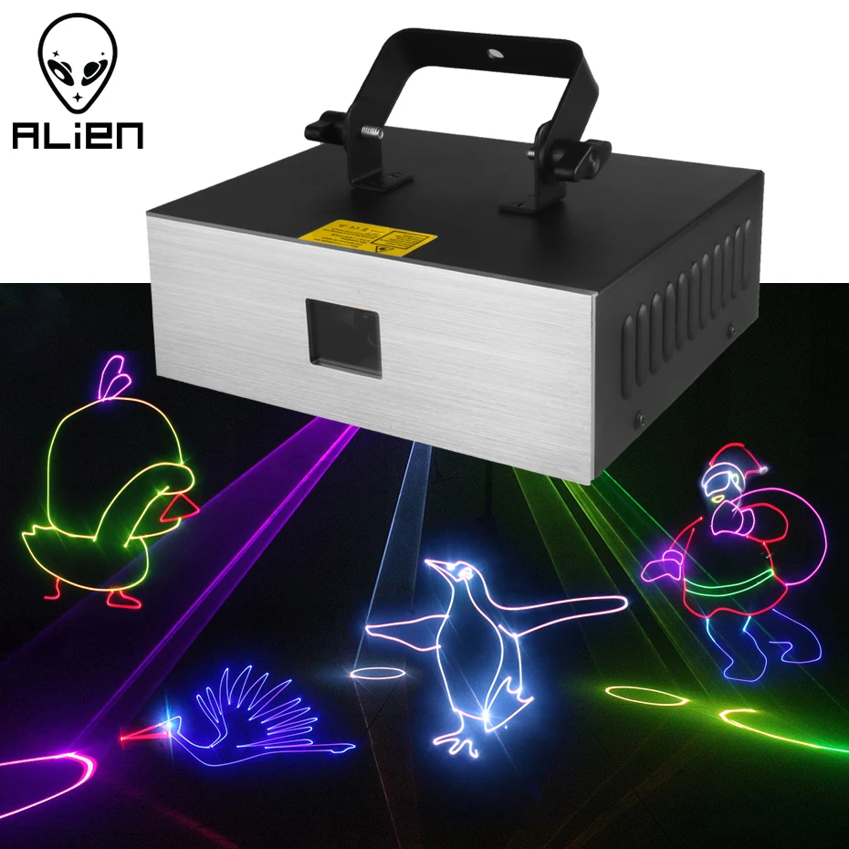 ALIEN 2W 4W RGB Animation Stage Laser Light Projector DMX DJ Disco Bar Club Lighting Effect Party Holiday Christmas Show Lamp