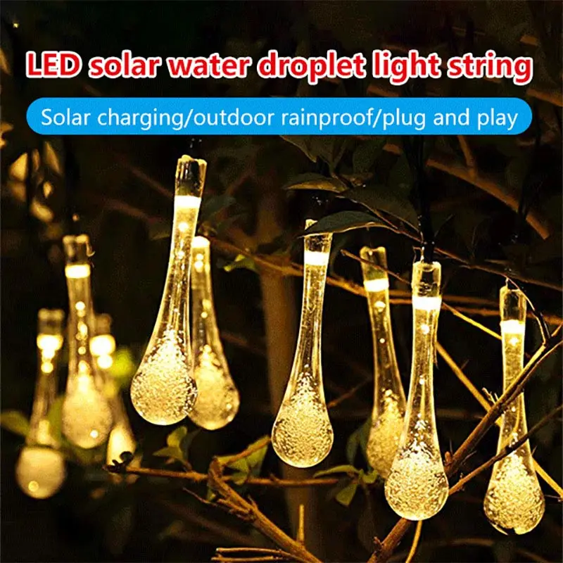 

LED Solar Water Drop Light String Outdoor Waterproof Decorative Light Garden Christmas New Year Party Decorative Light String