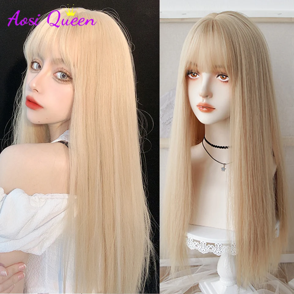 

Женская челка для длинных прямых волос, синтетический термостойкий парик granny gray/gold/orange