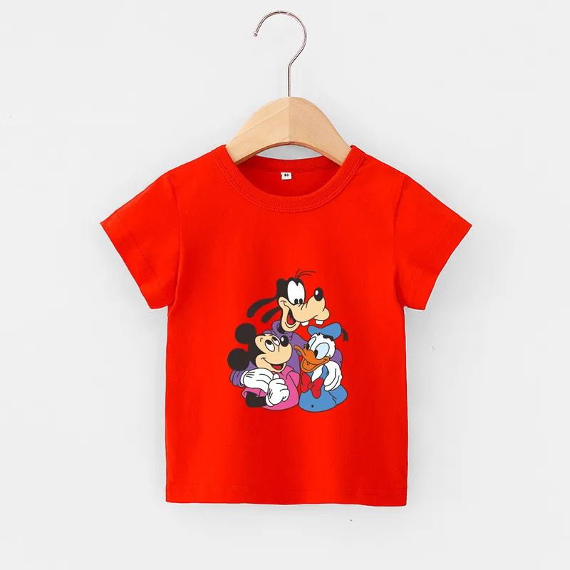 

Летняя одежда для маленьких мальчиков, футболки с коротким рукавом с Микки Маусом, Гуфи, уткой, подругой, детские топы, повседневная одежда, ...