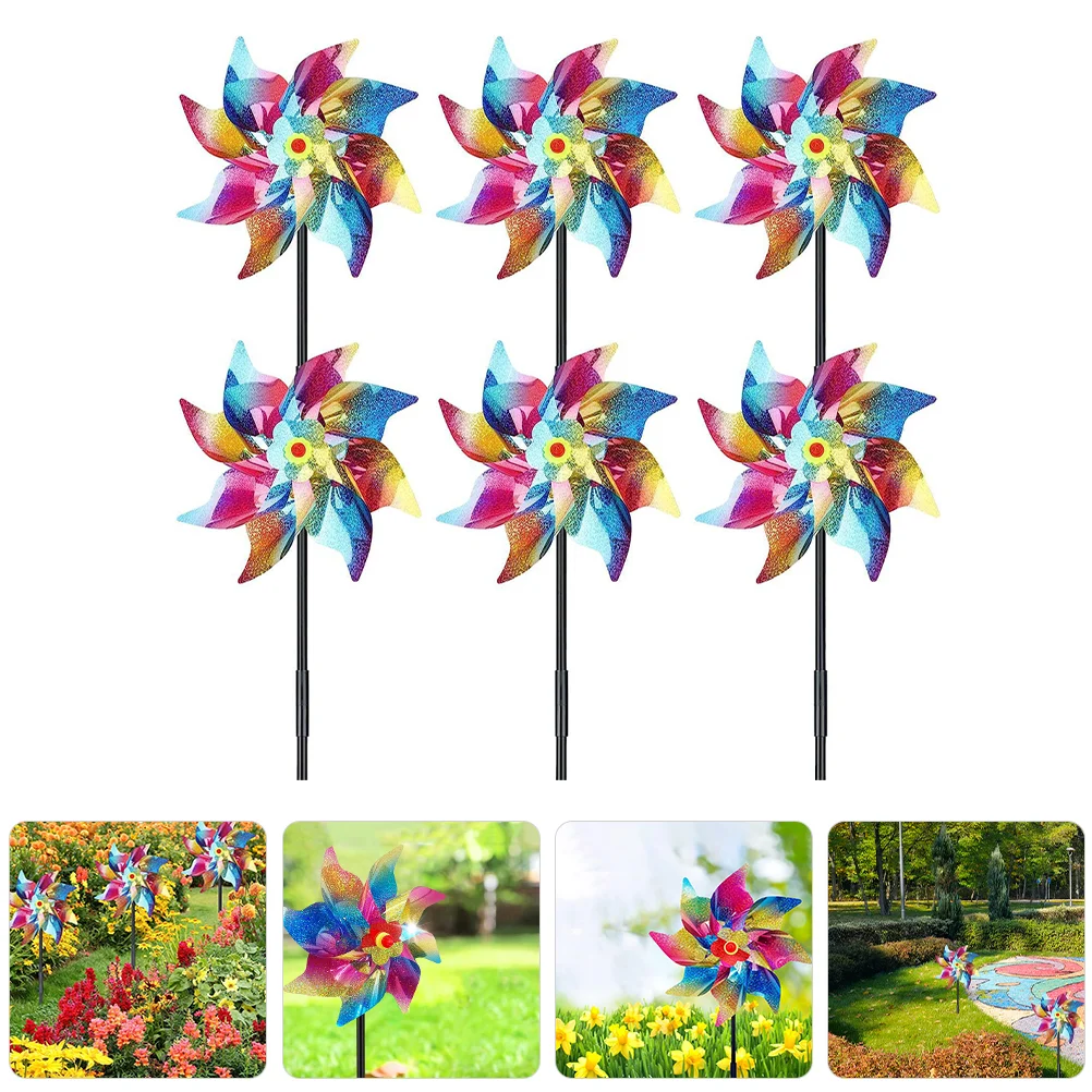 

6pcs Bird Deterrent Decors Lawn Ornaments Decors Garden Pinwheels