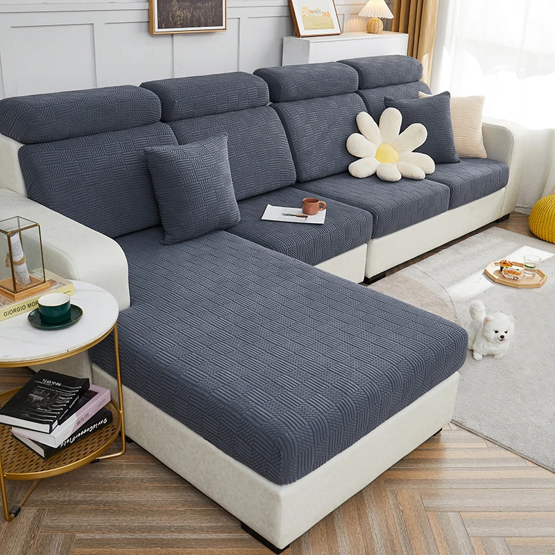 

Thicken Sofa Cover All-inclusive Elastic Sectional Couch Cover for Living Room Chaise Longue L Shaped Corner Covers