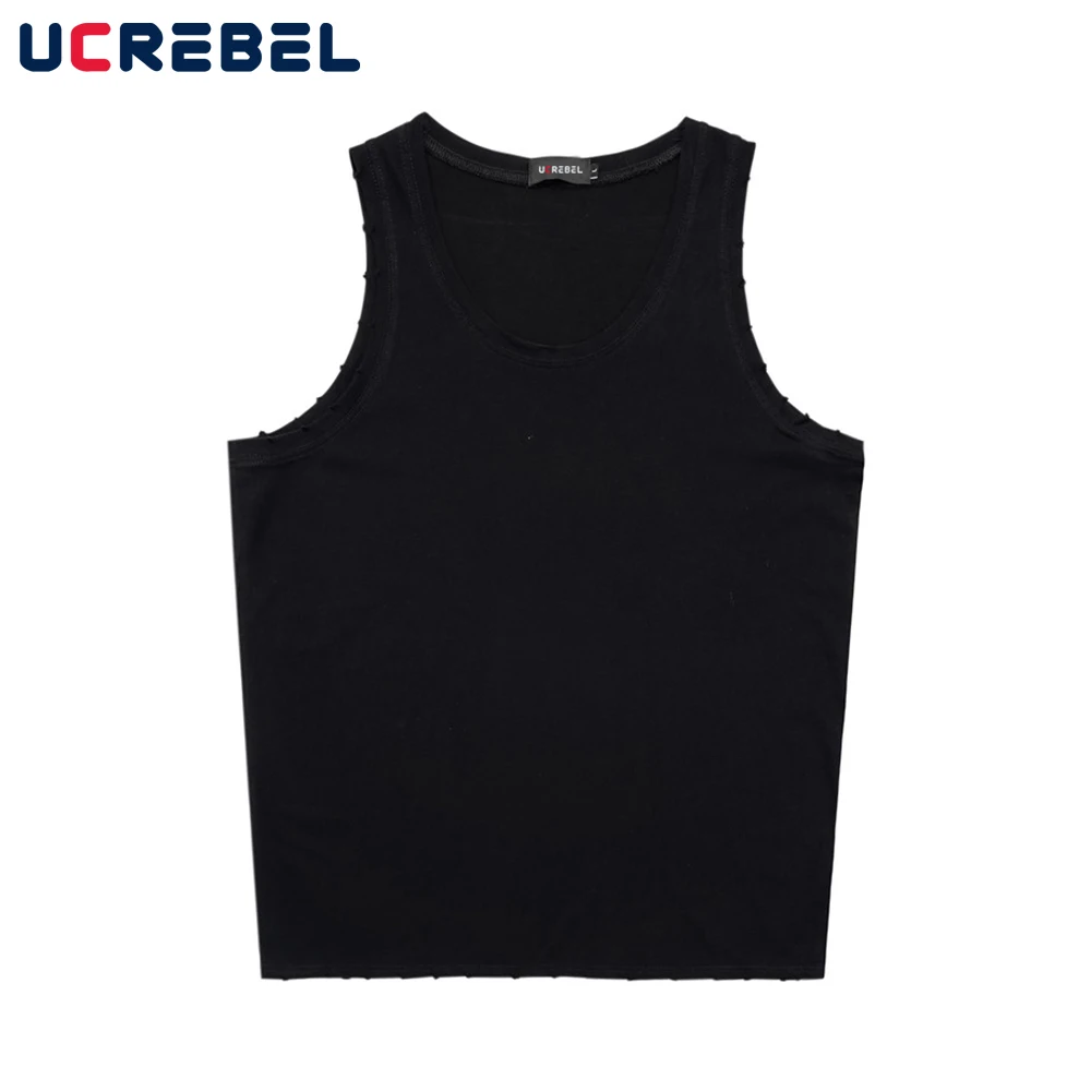 

Solid Color Sleeveless Vest Mens Streetwear Summer Cotton Tee Casual Loose Simple Singlets T-Shirt Men
