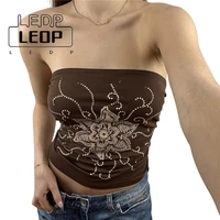 ledp sexy top floral print crop top womens sleeveless tank top party t shirt off shoulder streetwear 2022 summer womens y2k