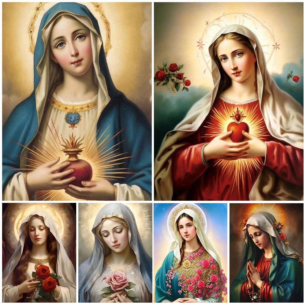 

Virgin Mary Christianity Religion Gospel Posters Wall Pictures For Living Room Poster Wall Art Canvas Painting Unframed