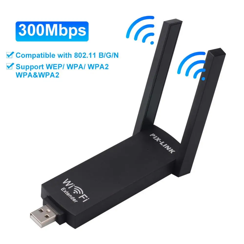 

Portable 300Mbps Receptor Receiver Network Card Dongle Dual Antennas Long Range Wireless Router WIFI USB Range Signal Extender