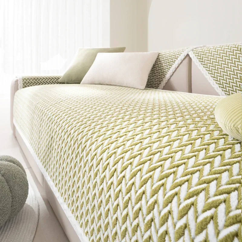 

Мягкий бархатный коврик для дивана с волнистыми узорами, зимняя плюшевая подушка, новинка, утолщенный корейский чехол для подлокотника с прямыми рядами, тканевый чехол