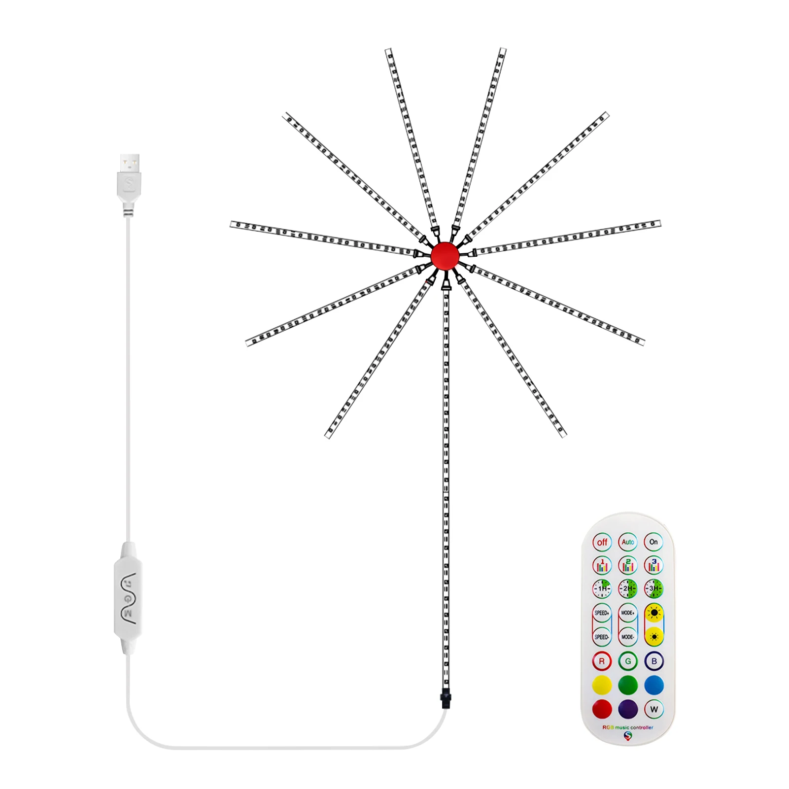 

Праздничный светодиодный фейерверк с пультом дистанционного управления для создания атмосферы 2,4G, музыкальный синхронизатор RGB, цветная к...