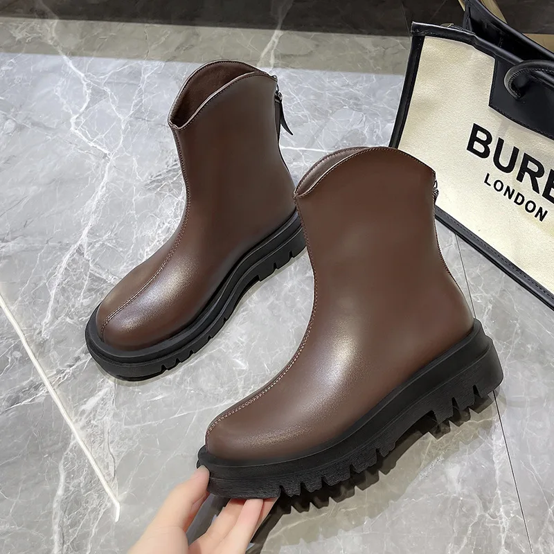 2022 New Arrive Sexy Platform Shoes Women Boots Round Toe Zipper Autumn Winter Fashion Ankle Female Botines De Mujer