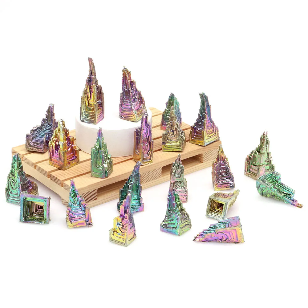 Натуральная башня бимута металлические Минеральные Кристаллы рейки камни в виде