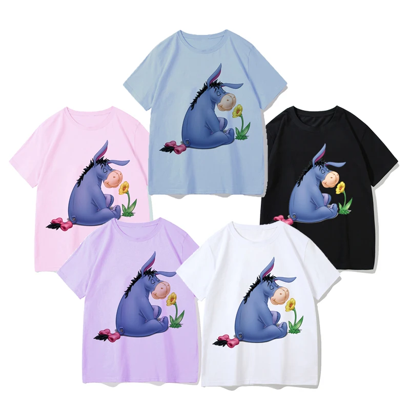 

Disney The Many Adventures Of Winnie The Pooh Eeyore Cute Girl Clothes Tees Summer Crop Top 2022 T Shirt Female Clothing Girls