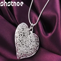 925 sterling silver 16 30 inch chain carved heart pendant necklace for women engagement wedding gift fashion charm jewelry