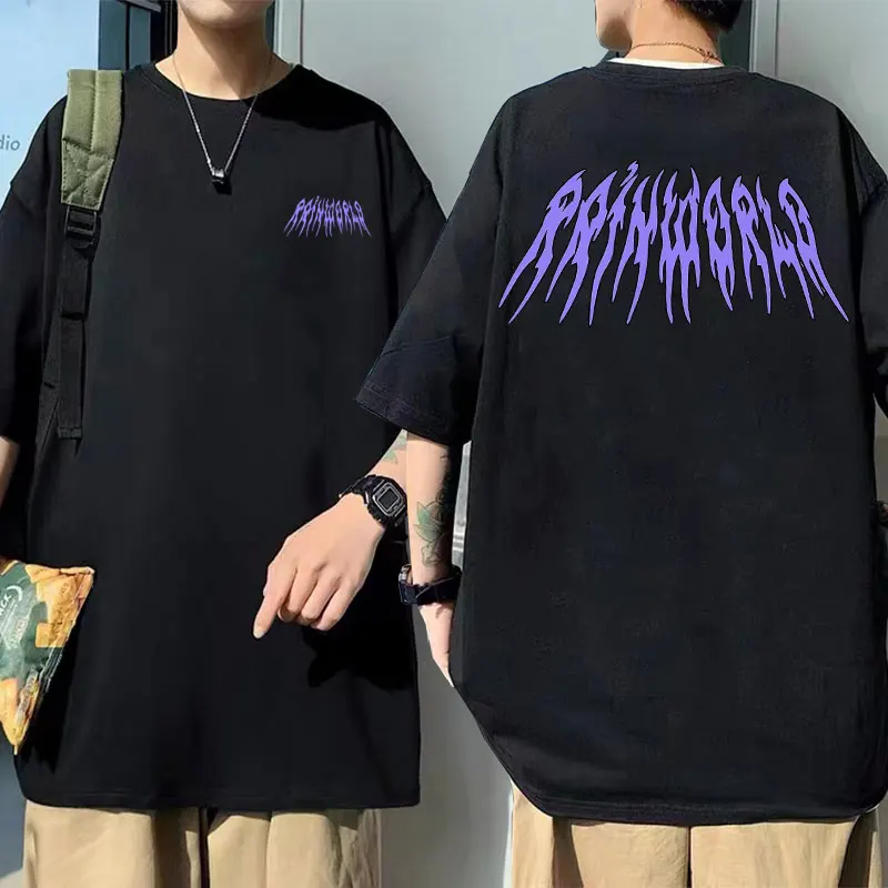 

Rapper Yung Lean RainWorld Gothic Tshirt Streetwear Men Women Casual Cotton T-shirts Short Sleeve Man Fashion Hip Hop Loose Tees