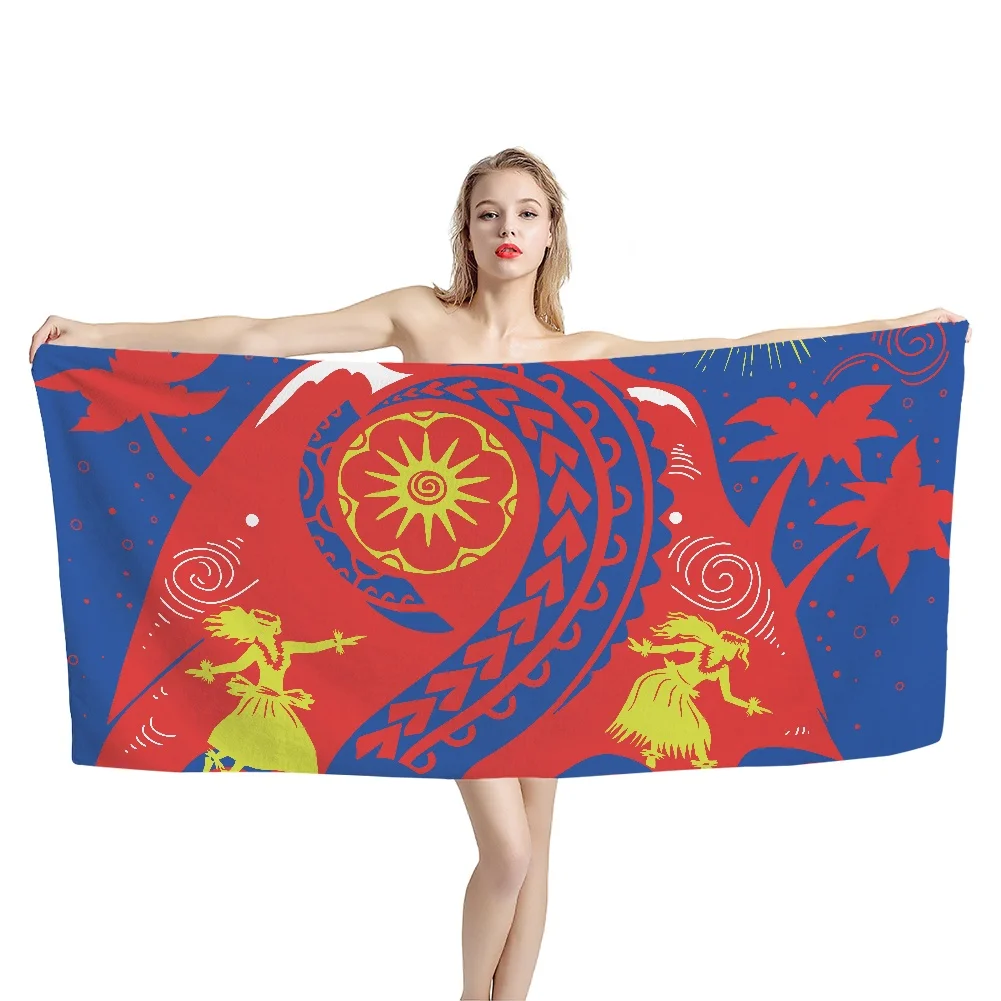

Bath Towels Wrap Adult Polynesian Style Print Absorbent Soft Shower Body Towel Quick Dry Beach Washcloths for Family Bathroom