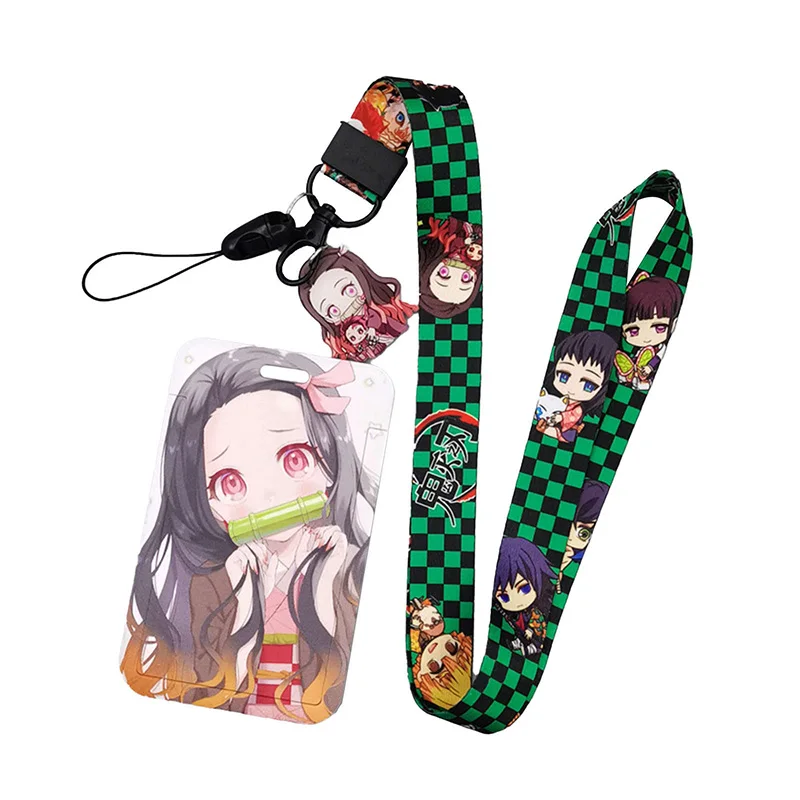 

Demon Slayer Lanyard Credit Card ID Badge Holder Key Ring Bag Student woman Travel Bank Bus Business Card Cover Keychain