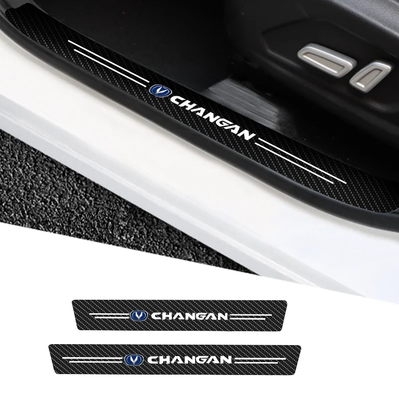 

4 Pieces Carbon Fiber Car Sticker For Changan Logo Auto Door Threshold Strip Anti Scratch Tape Waterproof Decal Accessories
