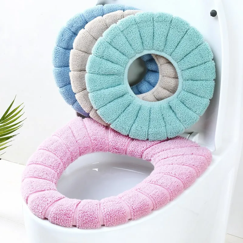 

Thick Winter Warm Toilet Seat Cover Mat Bathroom Toilet Pad Cushion With Handle Soft Washable Closestool Warmer Home Decoration