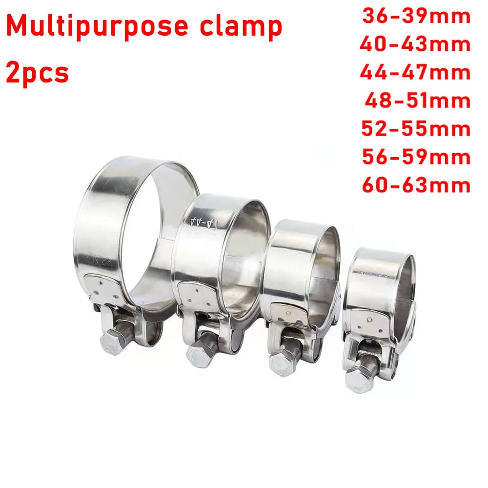 

36-63mm New Universal Duty Stainless Steel Motorcycle Exhaust Clamp Clip For Slip-on Type Motorcycle Muffler Silencer