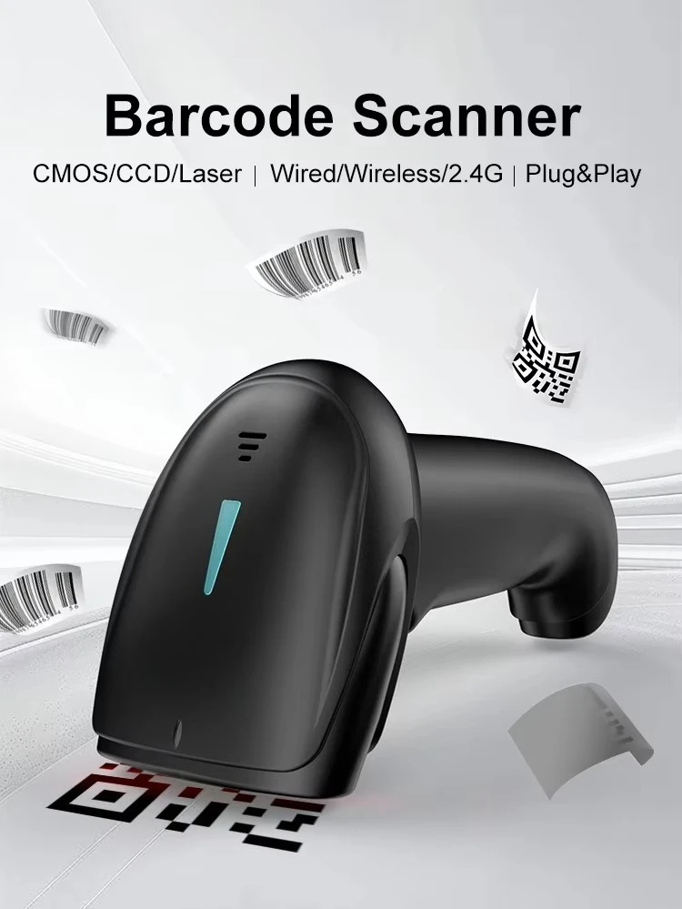 Фото Беспроводной USB-сканер штрих-кодов 2.4G с CMOS-датчиком, считыватель 1D/2D QR-кодов для систем Windows, Android, Linux, iOS (в наличии) №2