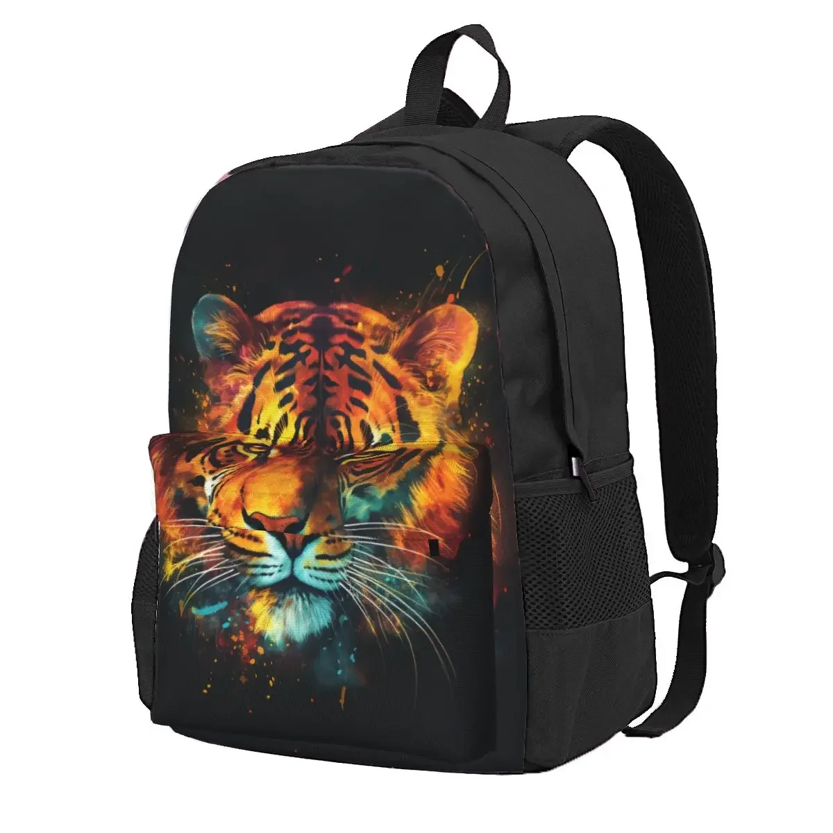 

Рюкзак с изображением тигра и головы животного, спортивные рюкзаки с разноцветным пламенем, забавные школьные ранцы для мальчиков, Красочный Прочный Рюкзак