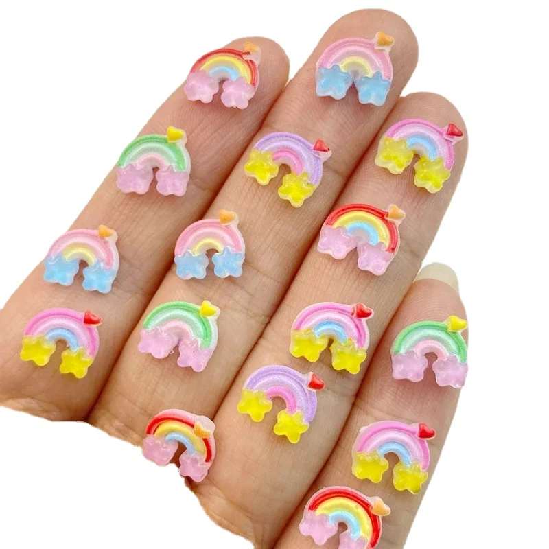 50 шт. новые милые полимерные Светящиеся в темноте Радужные плоские детали для