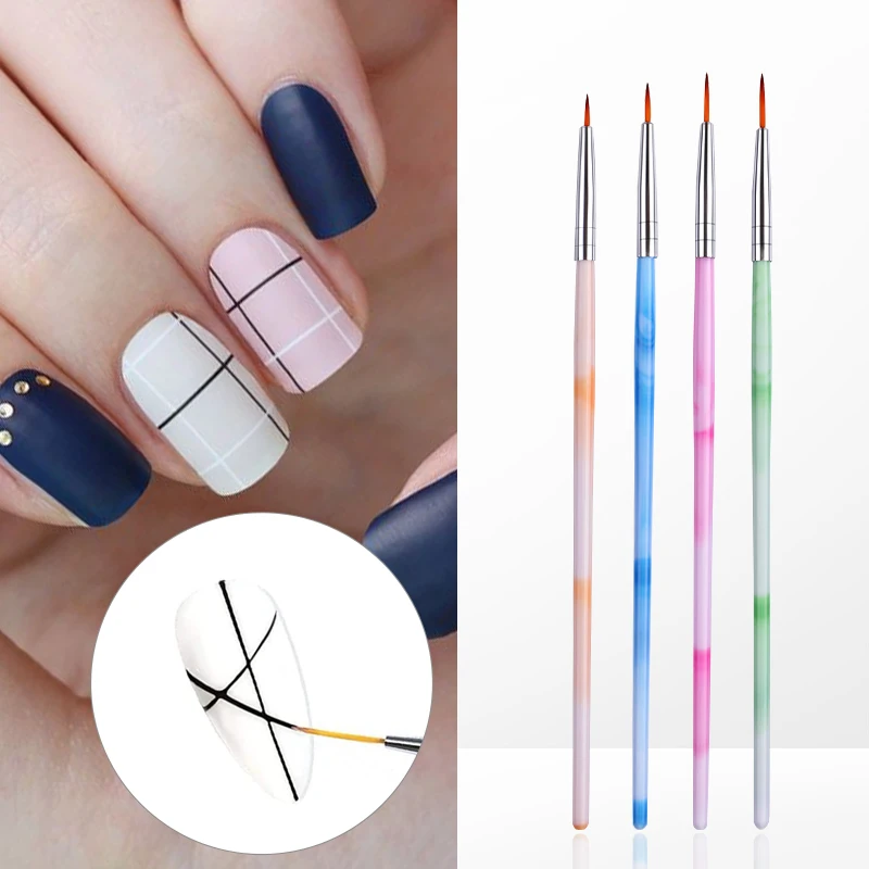 

Набор кистей для дизайна ногтей с французской полосой, ручка для рисования «сделай сам», 3D наконечники, ручка для рисования линий и полосок, инструмент для маникюра, кисть для ногтей