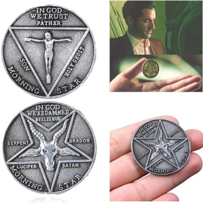 

Юбилейная монета для ТВ-шоу, Люцифер, морнинстар, сатана, пентесет, косплей, монета, памятная монета, значок, Хэллоуин, металлические аксессу...