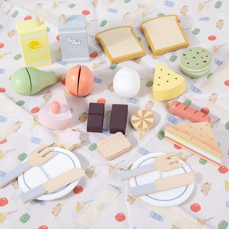 Сумка для пикника десерт пирожные миниатюры блюда Имитация деревянной игрушки