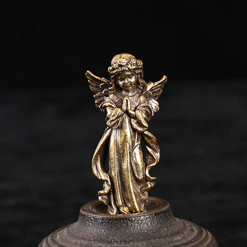 

Медные украшения в стиле ретро, латунные фигурки ангелов, настольные украшения, аксессуары для домашнего декора, Медная скульптура, искусст...