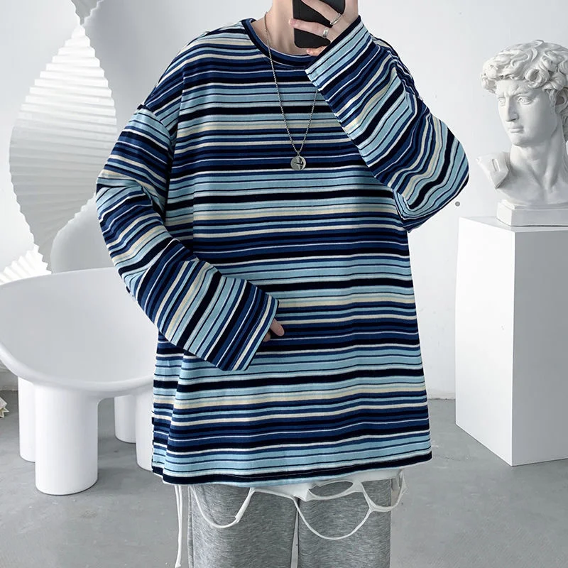 

Privathinker полосатые мужские футболки оверсайз с длинным рукавом модные повседневные футболки в Корейском стиле Harajuku унисекс Одежда 3XL футболк...