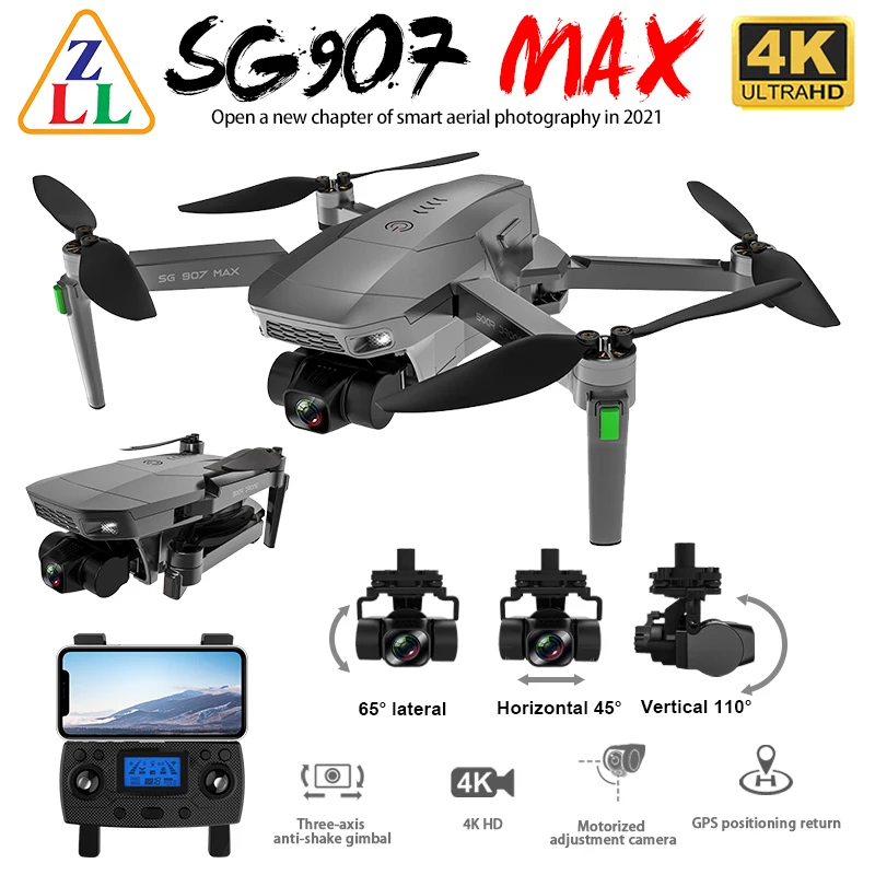 $132.46 ZLL SG907 MAX GPS Drone 4K Camera 5G FPV WiFi With 3-Axis Gimbal ESC 25 Minutes Flight Brushless RC Quadcopter Profesional Dron