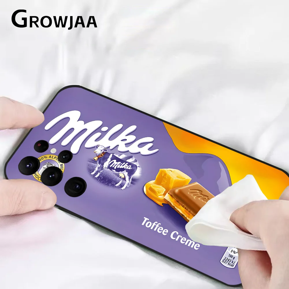 Фото Chocolate M-MilkaS BoxS Phone Case For Samsung Galaxy S24 Ultra S22 S23 Ultra S21 S20 5G Protective Silicone TPU Funda №4