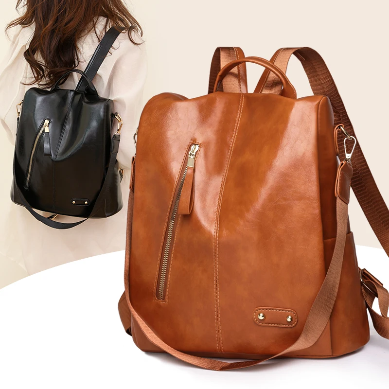 

Backpack Women Designer Quality Soft Leather Simple Fashion Backpack Large Capacity Antitheft Shoulder Bags Backpacks Travel Bag