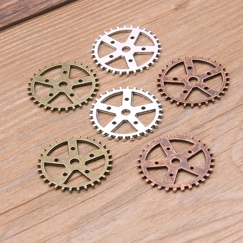 

10PCS 22mm 3 Color Vintage Metal Zinc Alloy Steampunk Gear Round Hollow Charms Fit Jewelry Pendant Charms Makings