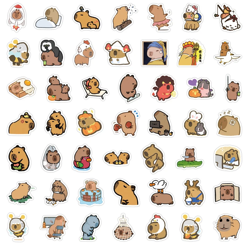 Мультяшная милая капибара ПВХ граффити наклейка липкая эстетическая