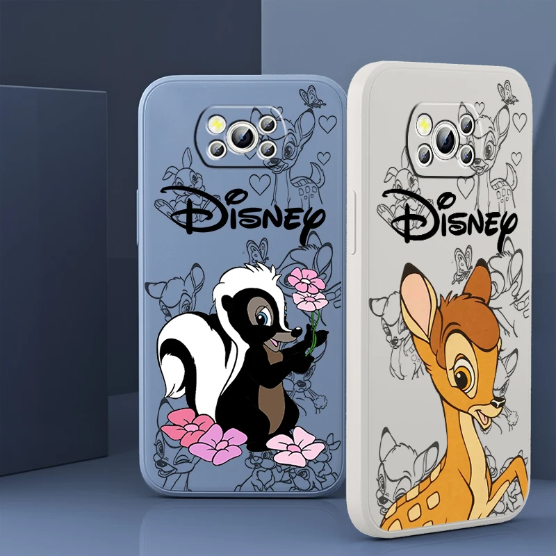 

Disney Anime Bambi Cute Liquid Rope Phone Case For Xiaomi Poco X5 X4 X3 Pro NFC F4 F3 GT M5s M4 M3 C55 C50 5G Cover