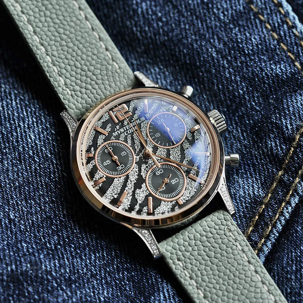 Женские кварцевые часы с хронографом и кожаным ремешком 35 мм