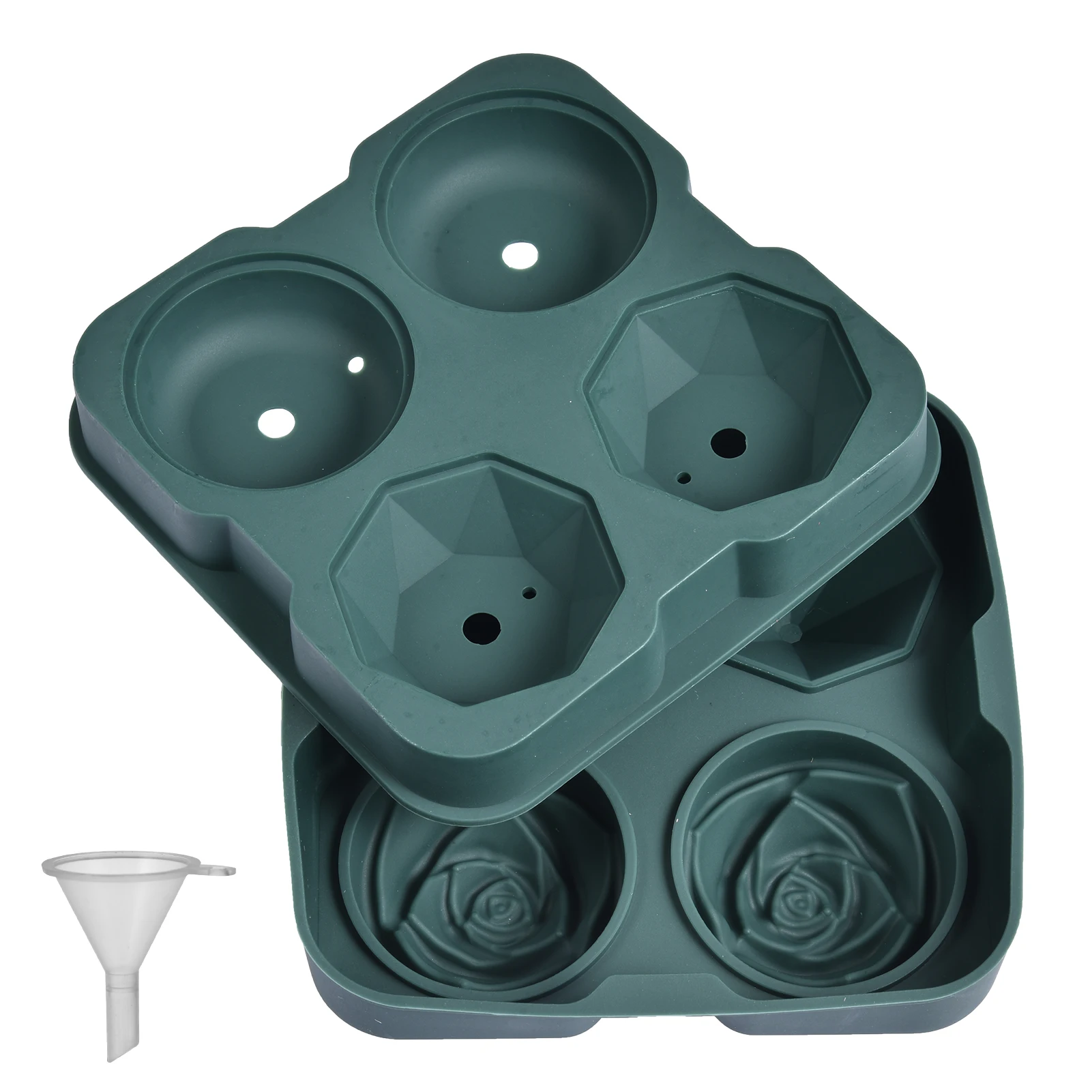 

Силиконовые бриллиантовые формы для льда, форма для льда в форме розы, льдогенератор для виски, легкие формы для льда с крышкой для морозиль...