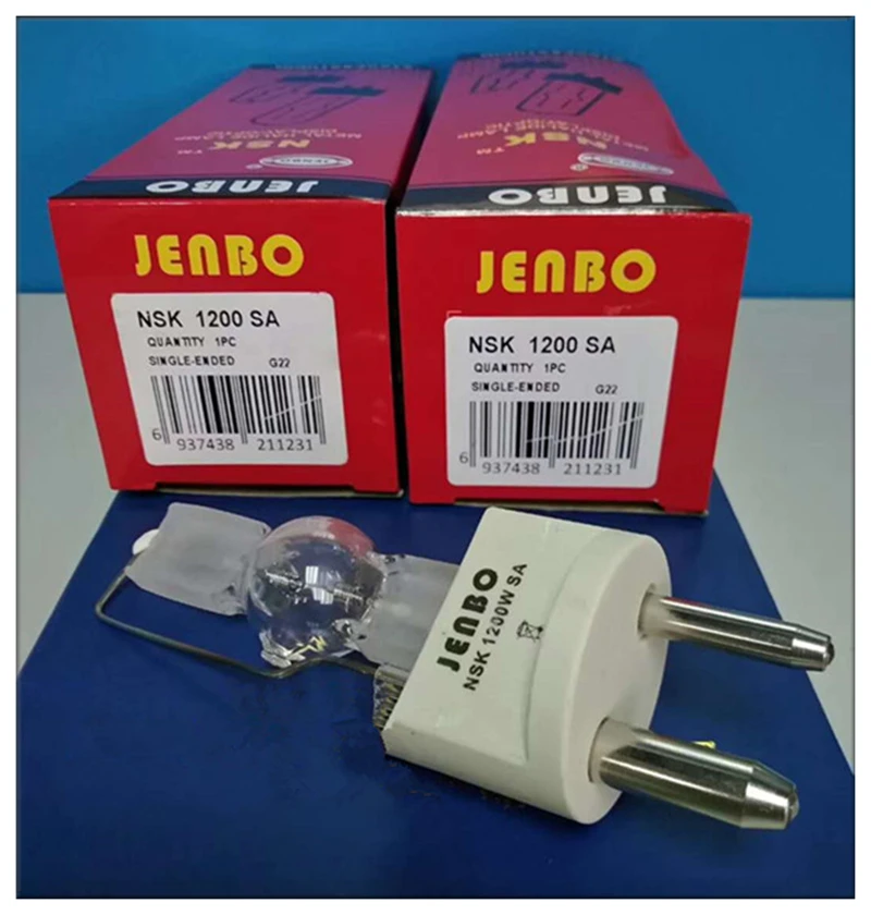 

Высококачественная сценическая лампа JENBO NSK 1200 Вт SA G22, металлическая галогенсветильник лампа, односторонняя лампа с диспрозием