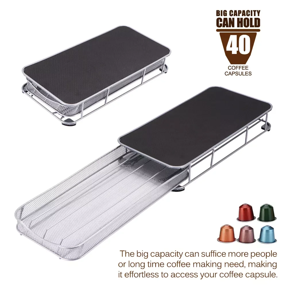 

2020 New Metal Coffee Pod Holder 40 Cups Plating Stand Coffee Capsule Storage Rack Stand Storage Shelves For Dolce Gusto Capsule