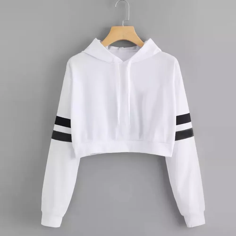 

Womens Short Hoodies Autumn Casual White Long Sleeve Hoodie Sweatshirt Harajuku Hooded Pullover Tops Blouse Women Sweatshirt NEW