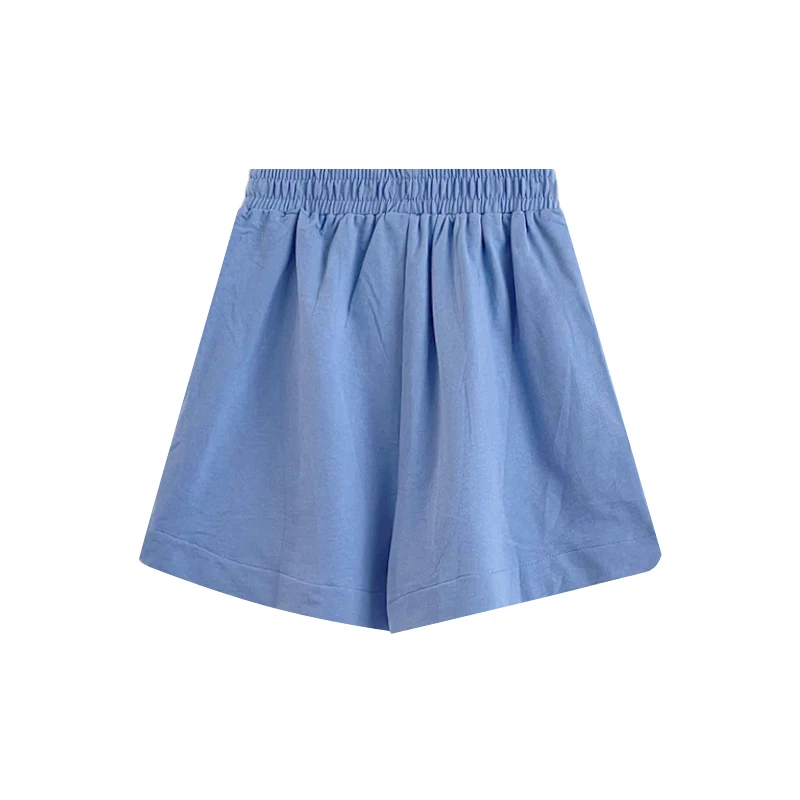 Casual Solid Color Cloud Letter Embroidered Elastic High Waist Shorts