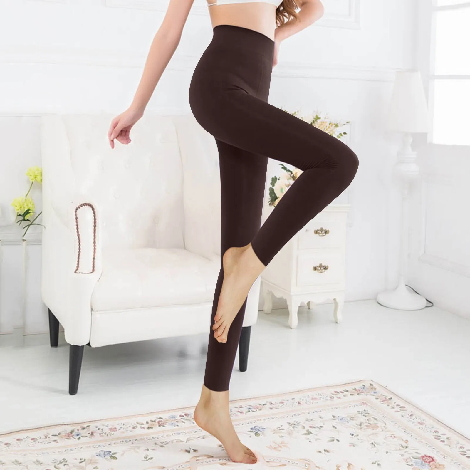 

Fashion Women Brushed Stretch Fleece Lined Thick Tights Warm Winter Pants Warm Leggings Ankle-Length Pants