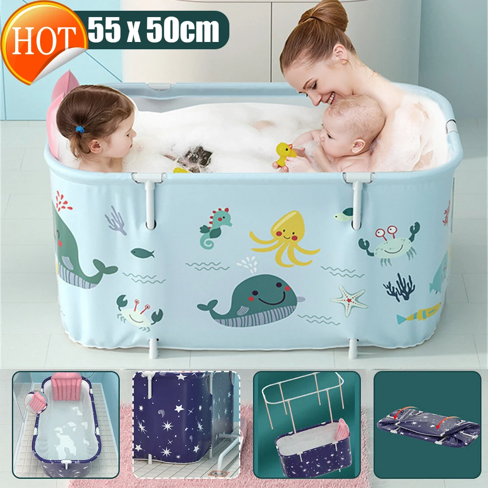 Portable Folding Bathtub for Adult Children Swimming Pool Large Bathtub Bath Bucket Insulation Sauna Bathing Bath Tub W/ Cover