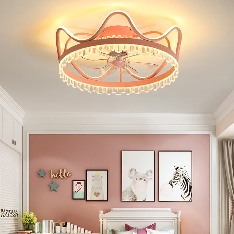 

Светодиодная художественная люстра, подвесной светильник, потолочный вентилятор со стандартным дизайном, современная детская комната без лезвий, пульт дистанционного управления для спальни