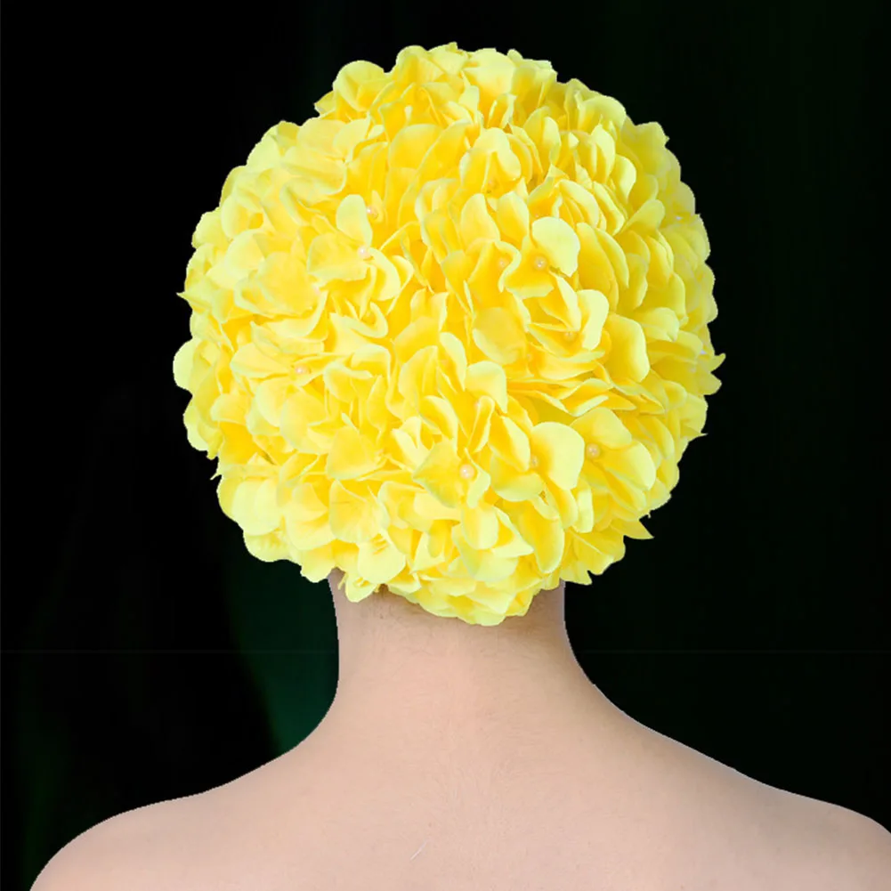 

Women Solid Swimming Cap Flower Protection Long Hair Diving Breathable Free Size Beach Water Sports Unique Elastic Soft Handmade